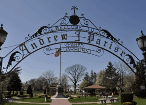 Welcome sign to Parise Park